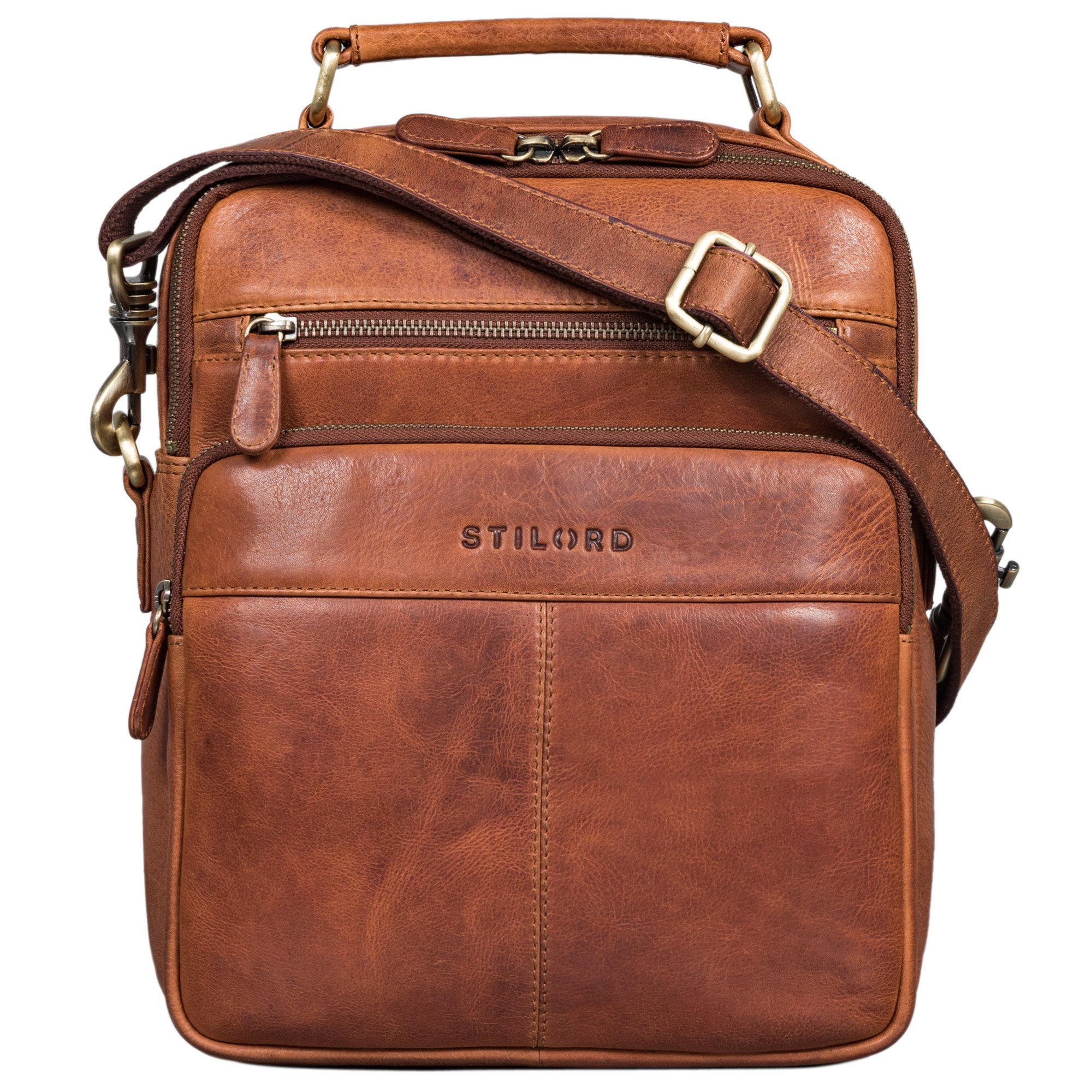 STILORD Schultertasche "Joe" Modische Herrentasche mit Handgriff zum Umhängen aus Leder