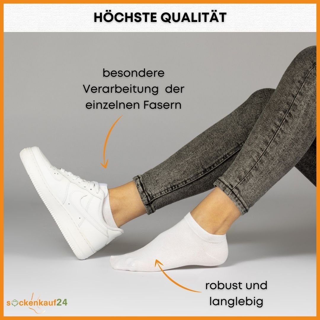 Damen WP Socken 39-42) 10 ohne 70102T & Naht Premium Baumwolle Sneaker sockenkauf24 (Exclusive aus Herren Paar (5xSchw/5xWeiß, Sneakersocken - gekämmter Line) drückende