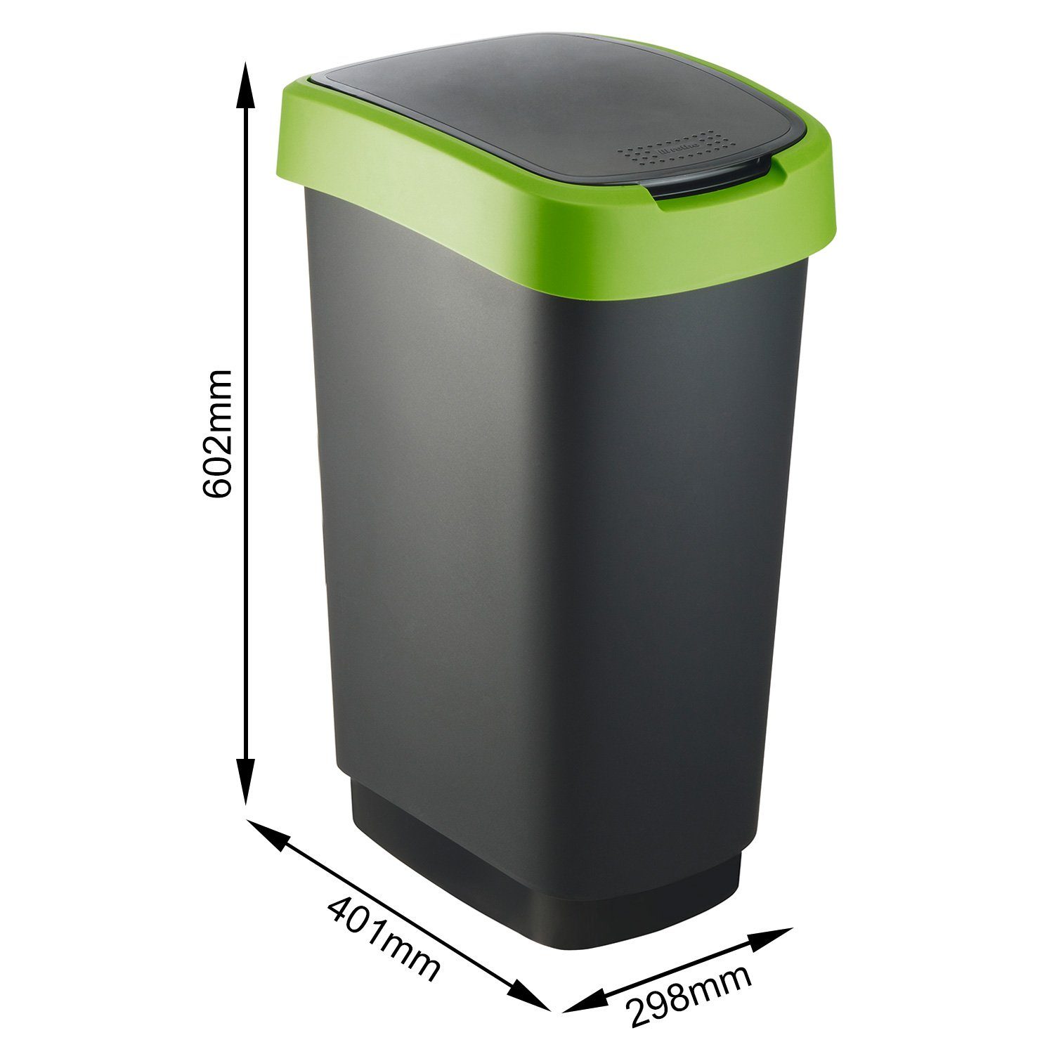 ROTHO Mülleimer TWIST Abfalleimer 50l - 2-in-1 Deckel - ideal zur Mülltrennung zuhause, Sticker-Set für Mülltrennung – Bild 4 von 5