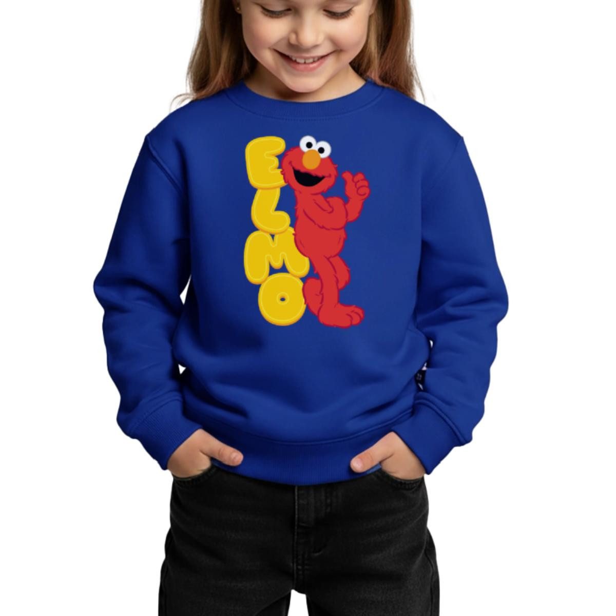 Spreadshirt Sweatshirt Sesamstraße Elmo Mit Schriftzug Kinder/Teenager Premium Pullover (1-tlg)