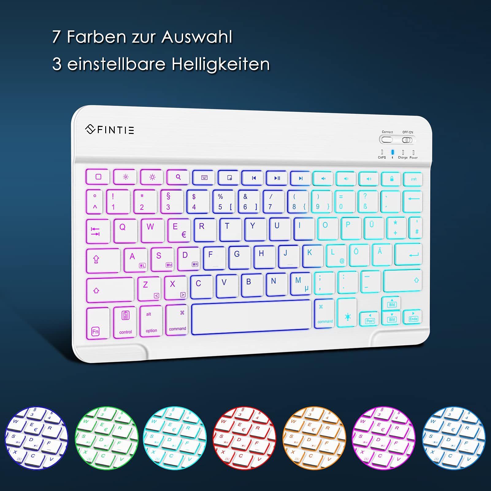 Fintie Beleuchtete Tablet Tastatur (Deutsches Layout QWERTZ) 10'' Bluetooth Tablet-Tastatur (für Samsung Galaxy Tab A9+/S6 Lite/S9 FE, Xiaomi Pad 6, Honor Pad)