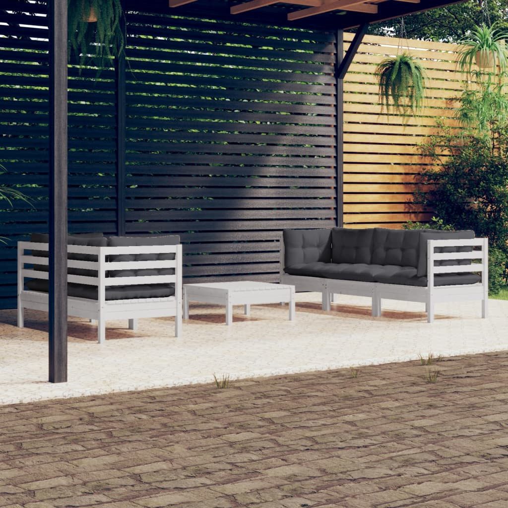 furnicato Gartenlounge-Set Garten-Lounge-Set Massivholz 63,5x63,5x62,5 cm Weiß, (1-tlg), Modulares Gartenset mit bequemen Polstern für deine Terrasse
