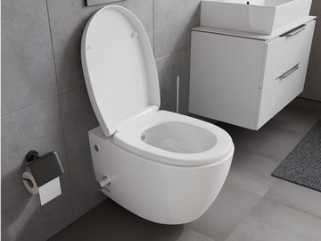 Aqua Bagno Dusch-WC Taharet Design Hänge Dusch WC aus Keramik Wand WC - spülrandlos - mit