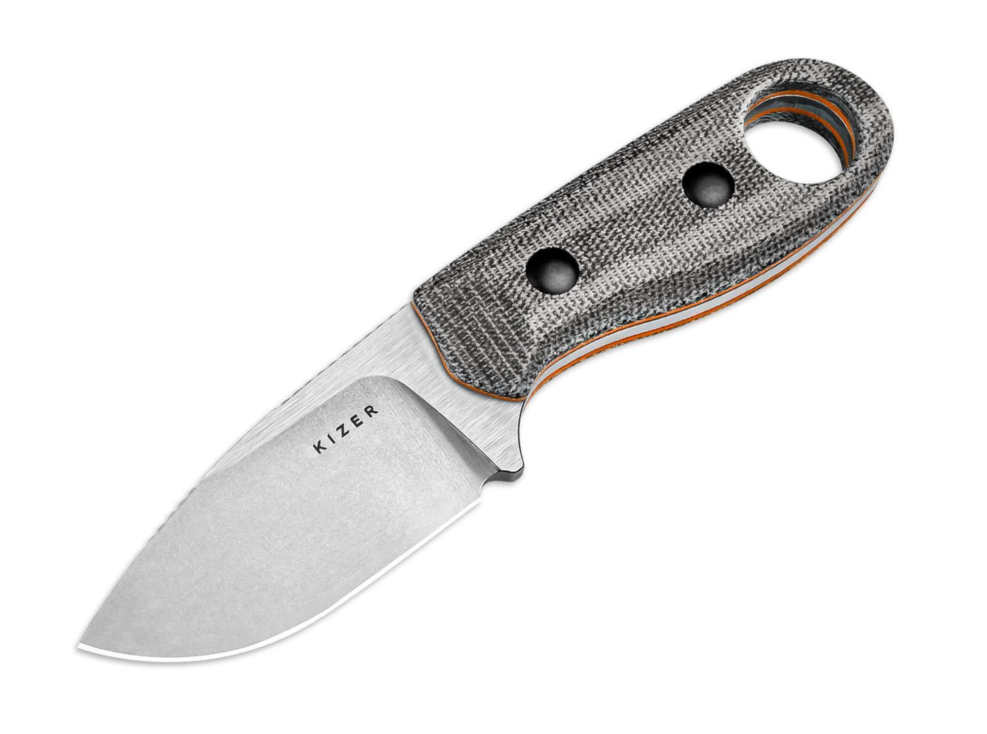 Kizer Taschenmesser Kizer Beaver Nitro-V Black Micarta & Orange G10