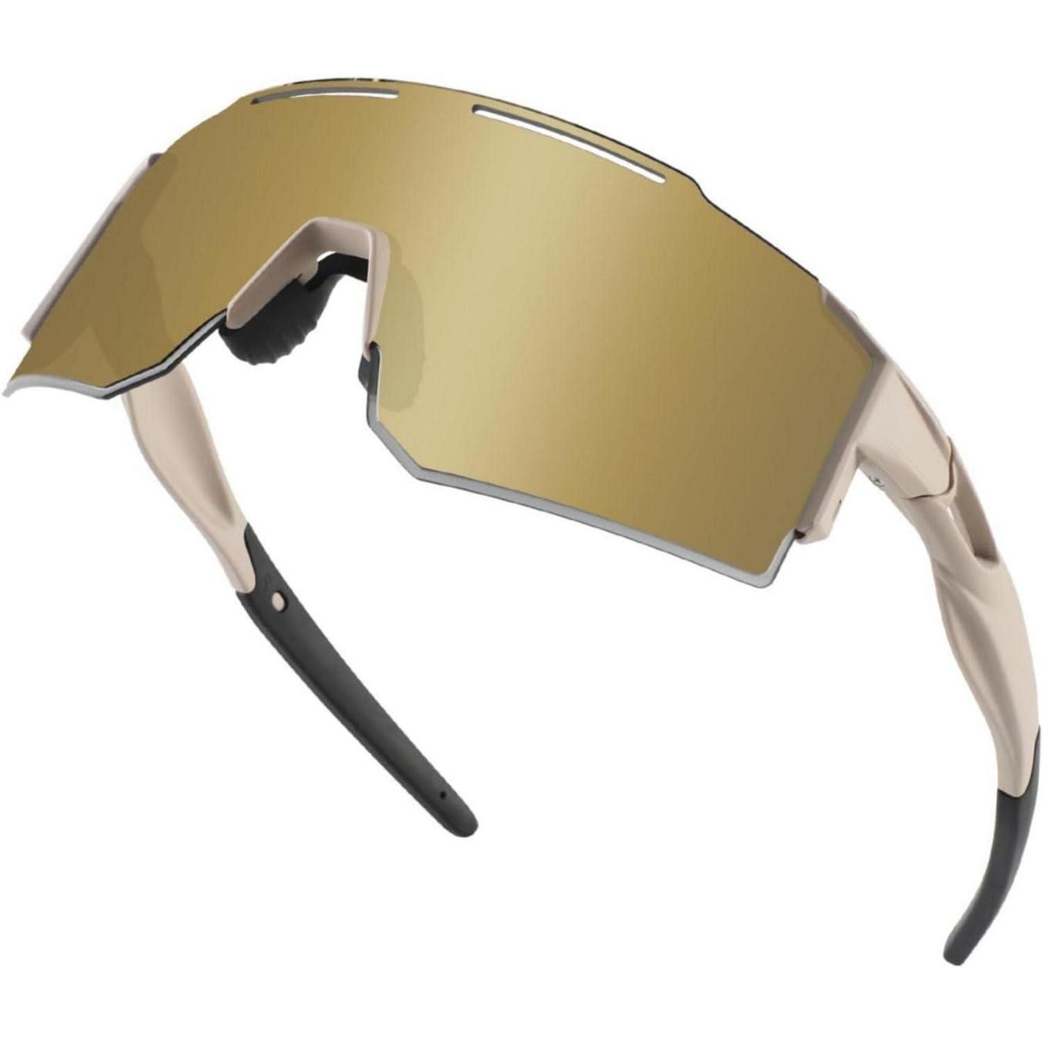 LuxusKollektion Fahrradbrille Fahrradbrille Sportbrille UV400 Wechselgläser Herren UV-Gold-1lense