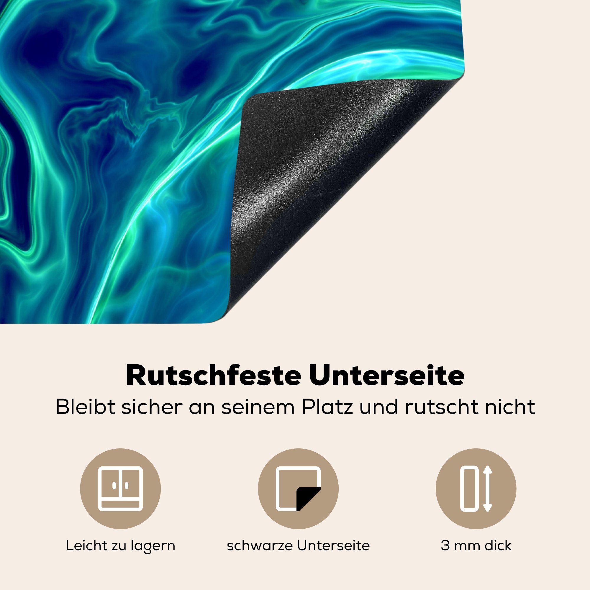 MuchoWow Herdblende-/Abdeckplatte Abstrakt - Wellen Vinyl, Schutz für Induktionskochfeld 71x52 die - küche, (1 Design, tlg), cm, Ceranfeldabdeckung