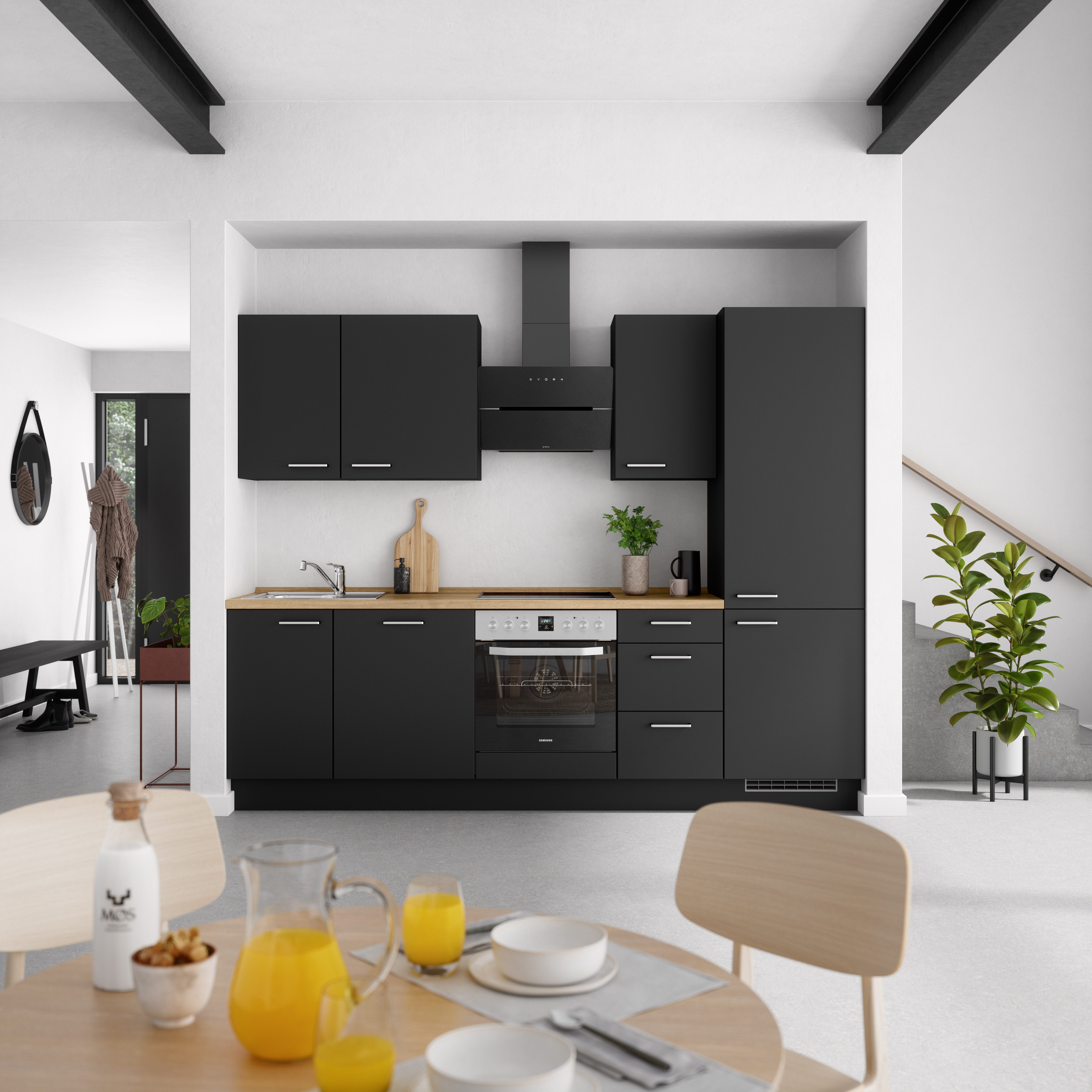 nobilia® Küchenzeile "Touch II", NEU: individuell anpassbar mit gratis Profi-Beratung, vormontiert, Breite 270 cm, Ausrichtung wählbar, wahlw. mit E-Geräten