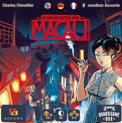 Board Game Box Spiel, Brettspiel In den Schatten von Macau, Mehrsprachig: DE, EN, FR