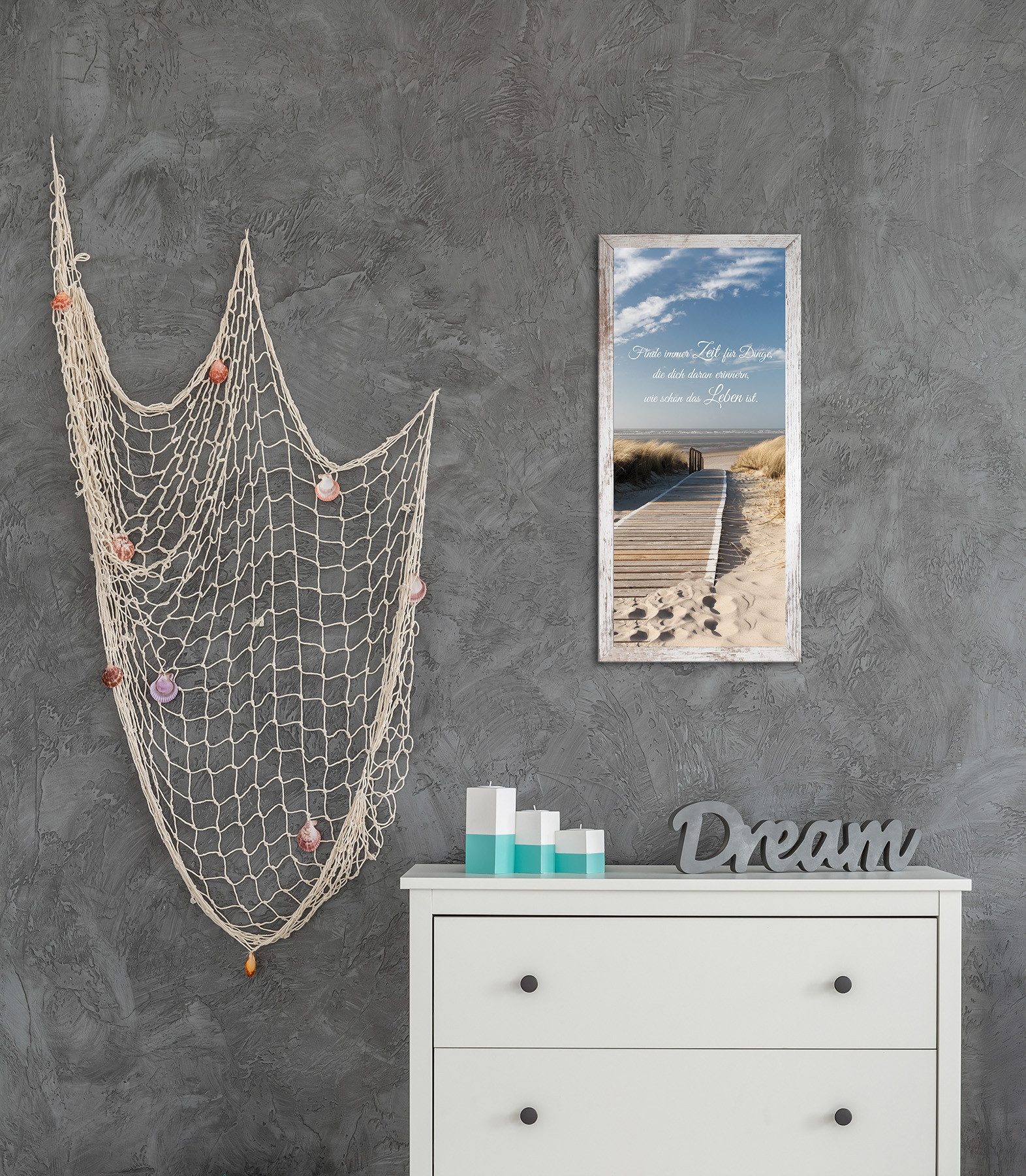 Bönninghoff Bild mit Rahmen Wandbild gerahmt STRAND 23x49 cm – Natur Wanddeko modern, Meer, Sprüche & Texte, Strand (1 St), mit dekorativem Rahmen – Bild 5 von 5