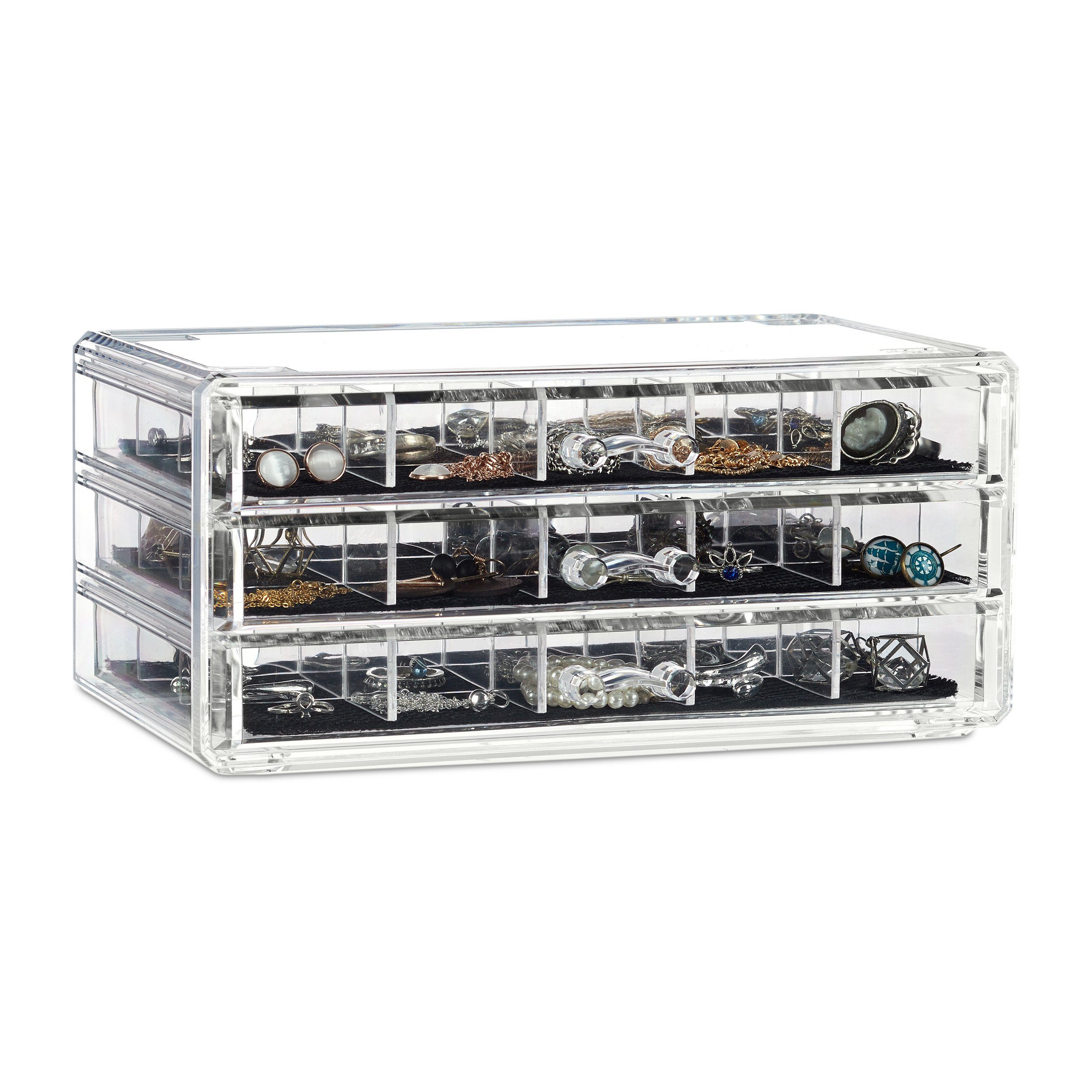 relaxdays Make-Up Organizer mit Schublade, Transparent