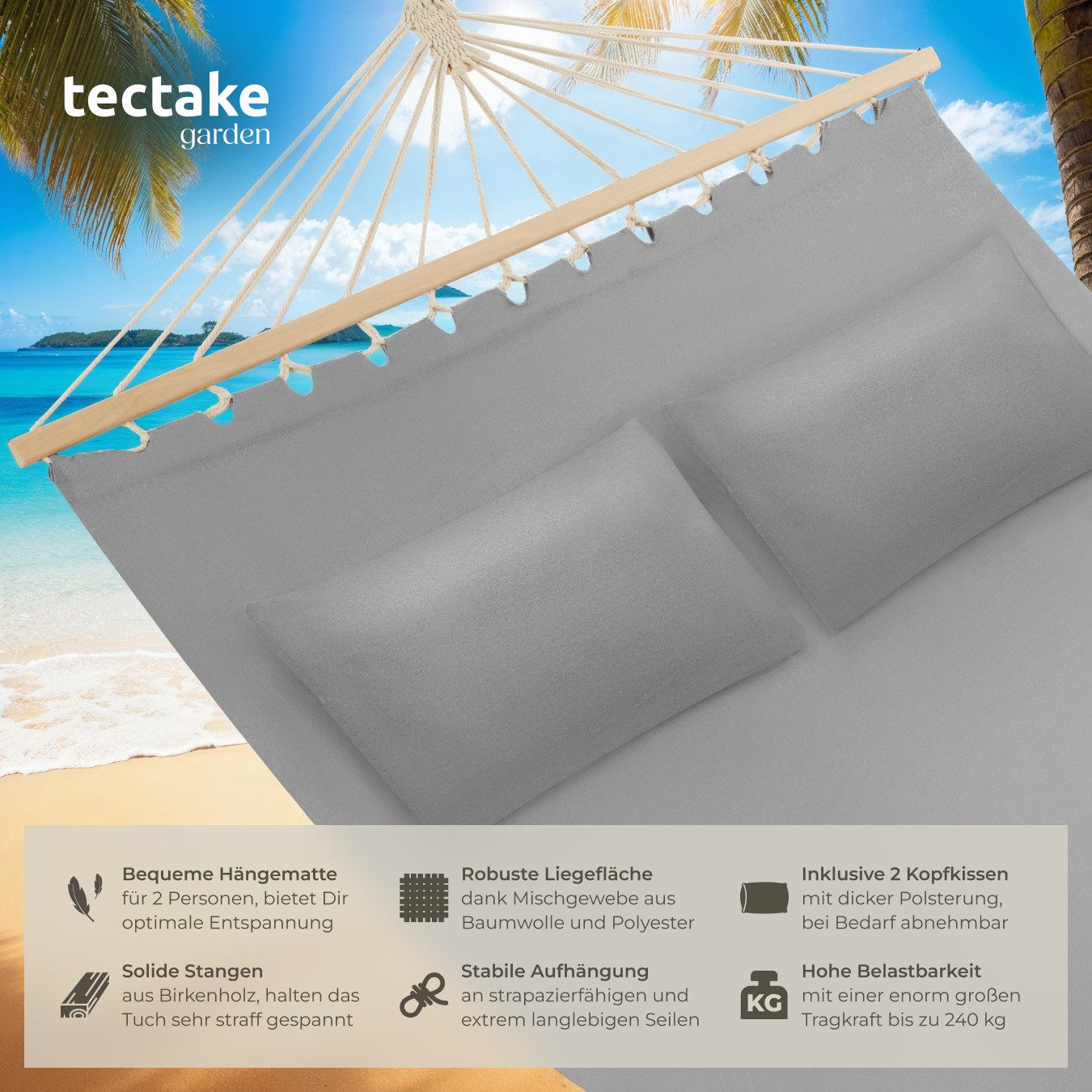 tectake Hängematte Hammock Eden, mit Spreitzstäben, günstig online kaufen