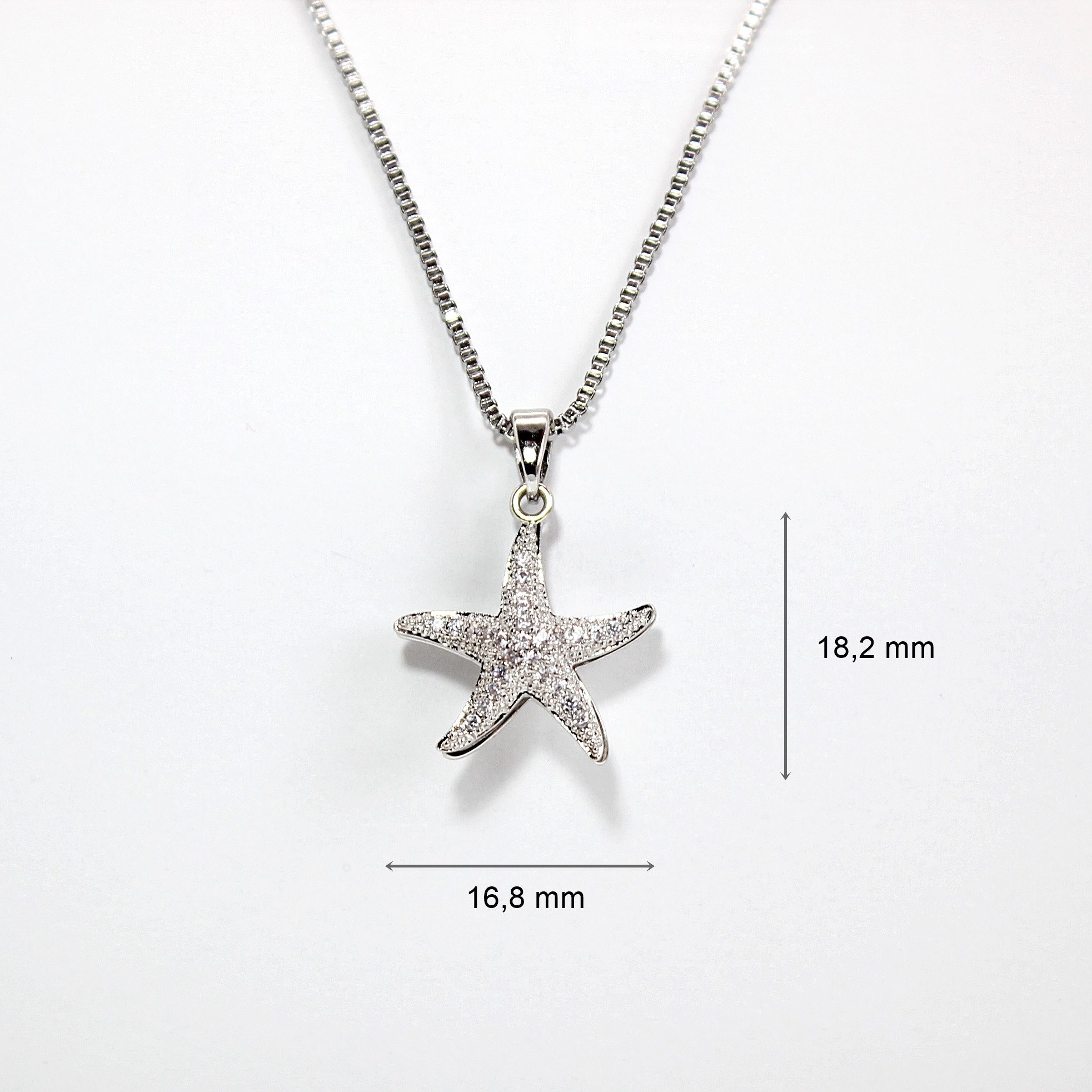 ELLAWIL Kette mit Anhänger Halskette Edelstahlkette Venezianerkette Seestern & Perlen - Anhänger (Kettenlänge 40 cm, verlängerbar um 6 cm, Edelstahl), inklusive – Bild 3 von 5