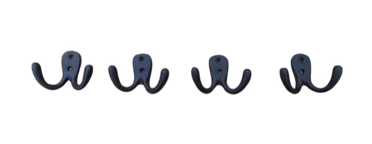 Deko-Impression Wandhaken Stabile Doppelhaken Zweifachhaken Wandhaken 4er Set Gusseisen braun, (4-St)