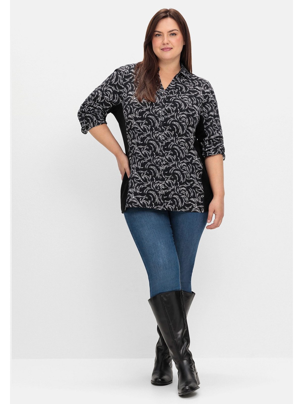 Sheego Druckbluse Große Größen mit Print und elastischen Einsätzen