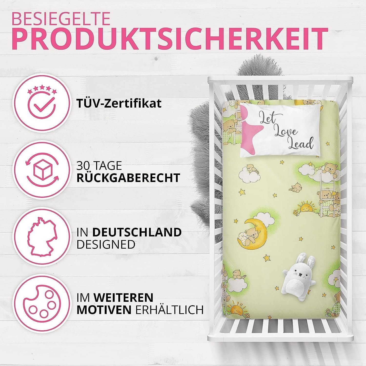 Kindermatratze Babymatratze mit Baumwollbezug, waschbar & rollbar–Allergikergeeignet, Best for Kids, 6 cm hoch, (Einzelartikel, 1 × Schaumkernmatratze), 60x120 cm, Bezug aus Baumwolle, Hergestellt in der EU