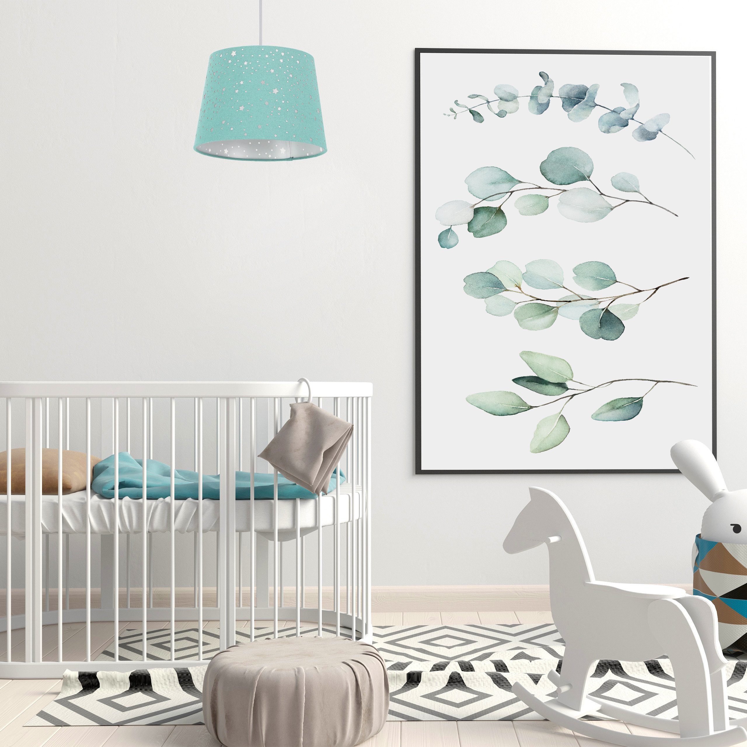 relaxdays Pendelleuchte Kinderzimmerlampe Sterne, Mint günstig online kaufen