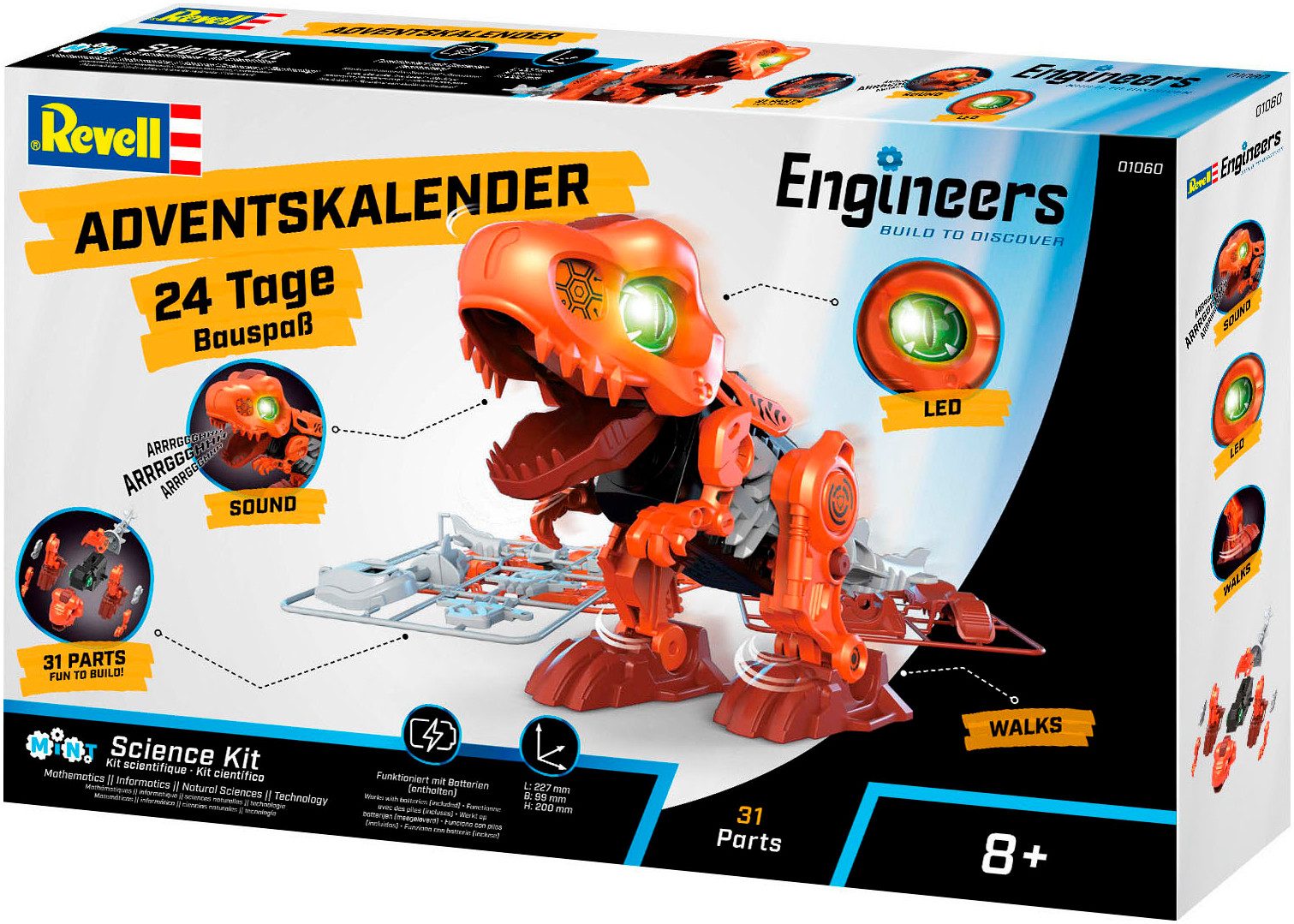 Revell® Spielzeug-Adventskalender Engineers „Electric T.Rex“, zum Bauen, Forschen und Entdecken, mit Licht und Sound – Bild 4 von 5