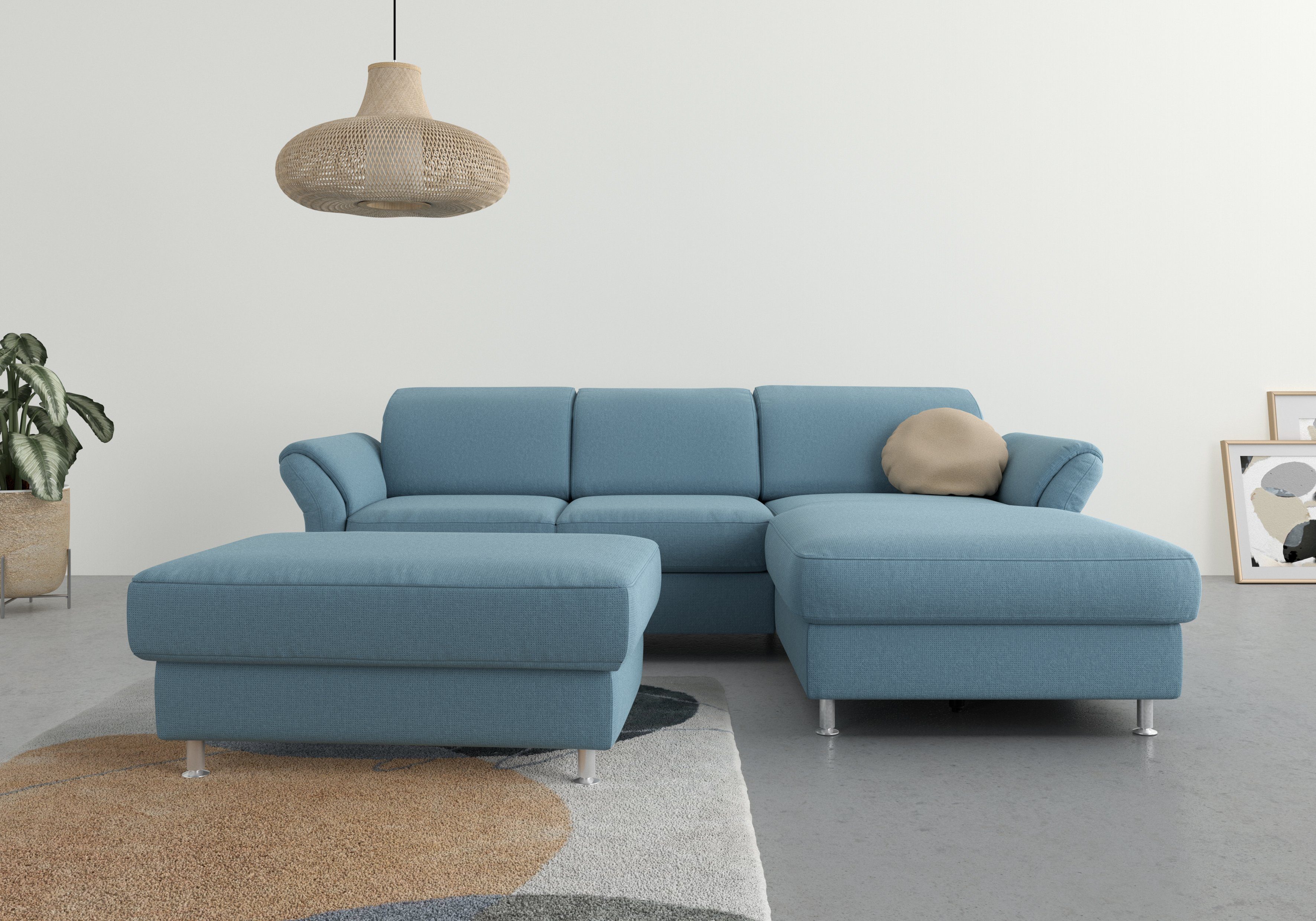 sit&more Ecksofa Apulia, Bettkasten und Bettfunktion, Armteilverstellung und wahlweise Kopf