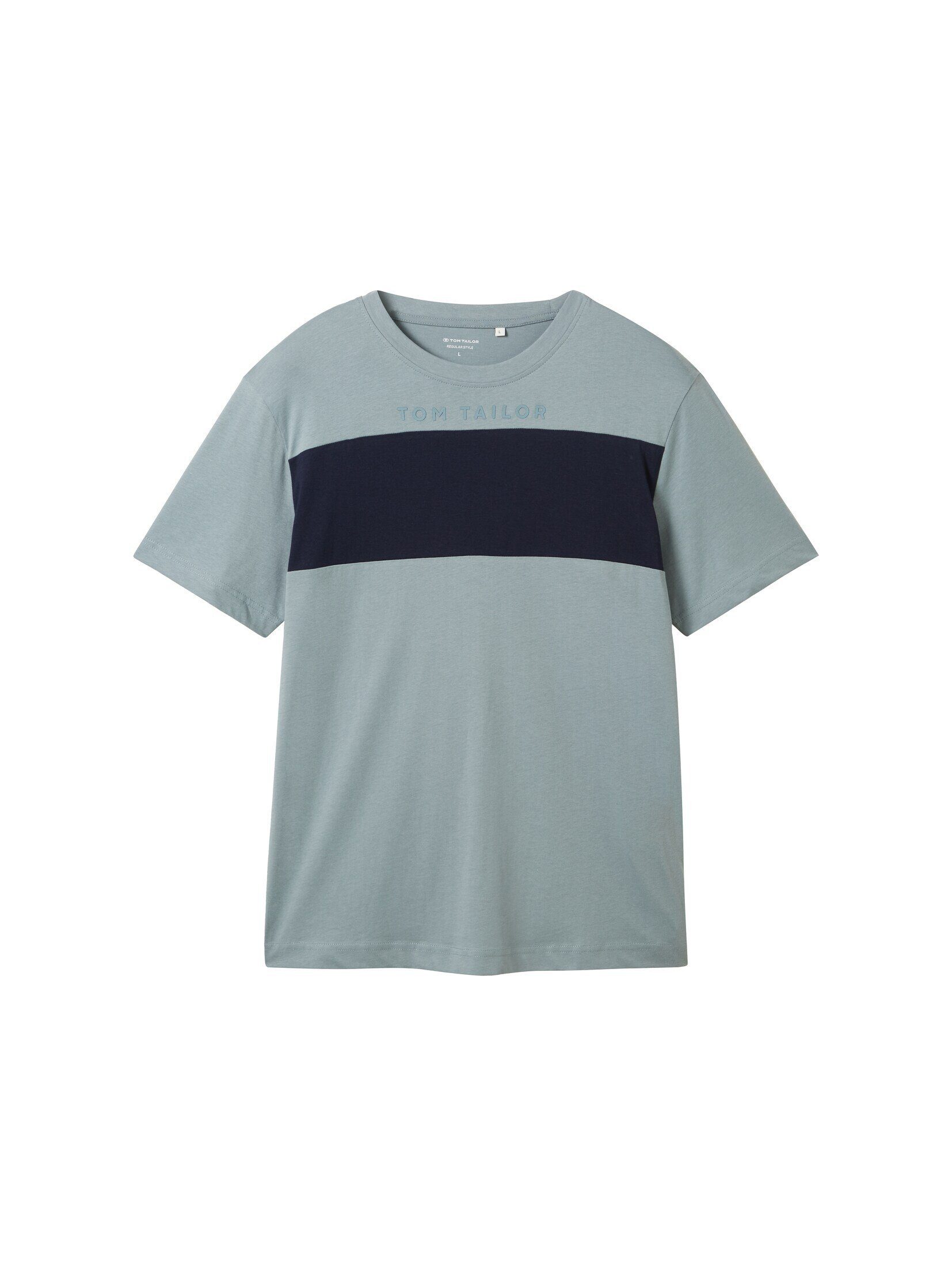 grey T-Shirt Colour TOM mint TAILOR Blocking mit T-Shirt