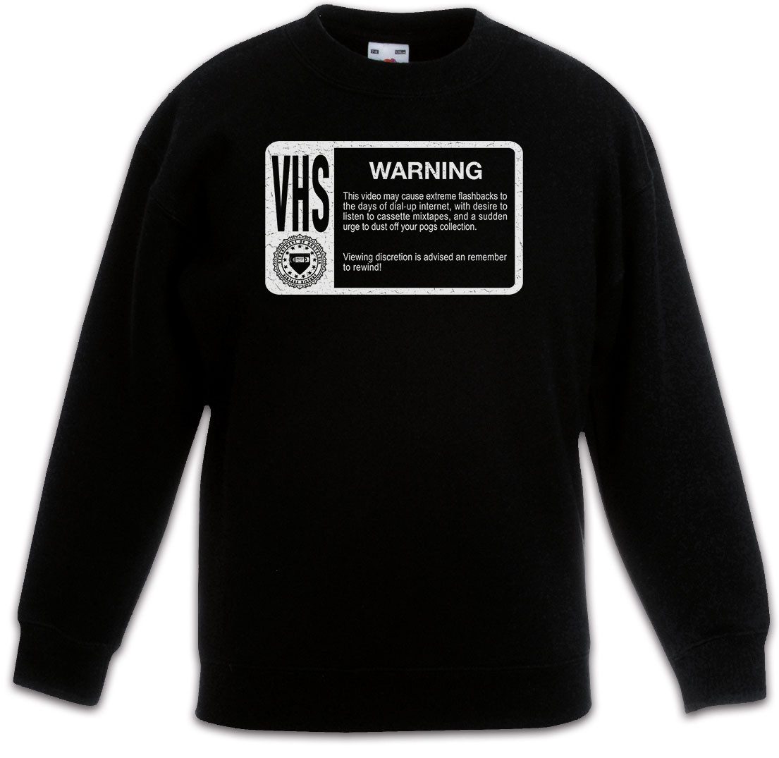 Urban Backwoods Sweatshirt VHS Warning Kinderpullover Retro Vintage E180 E240 Tape Scotch (1-tlg) Kassette Video Player 80s