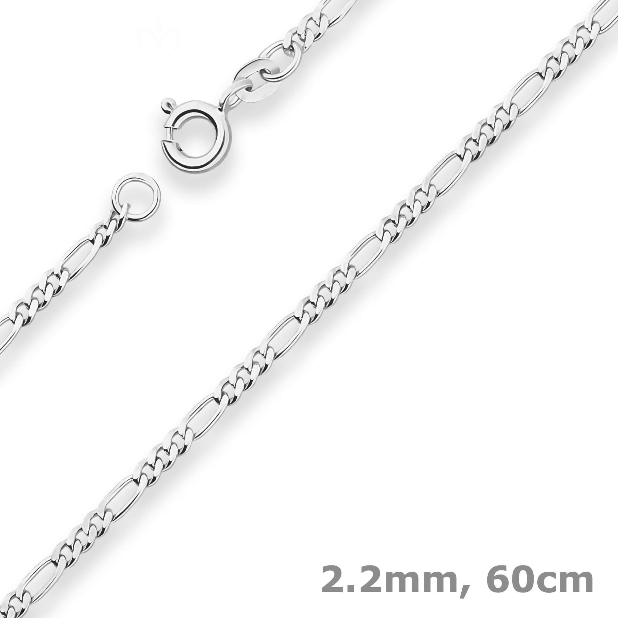 Silberkette 2,2mm Figarokette diamantiert aus 925 Silber 60cm