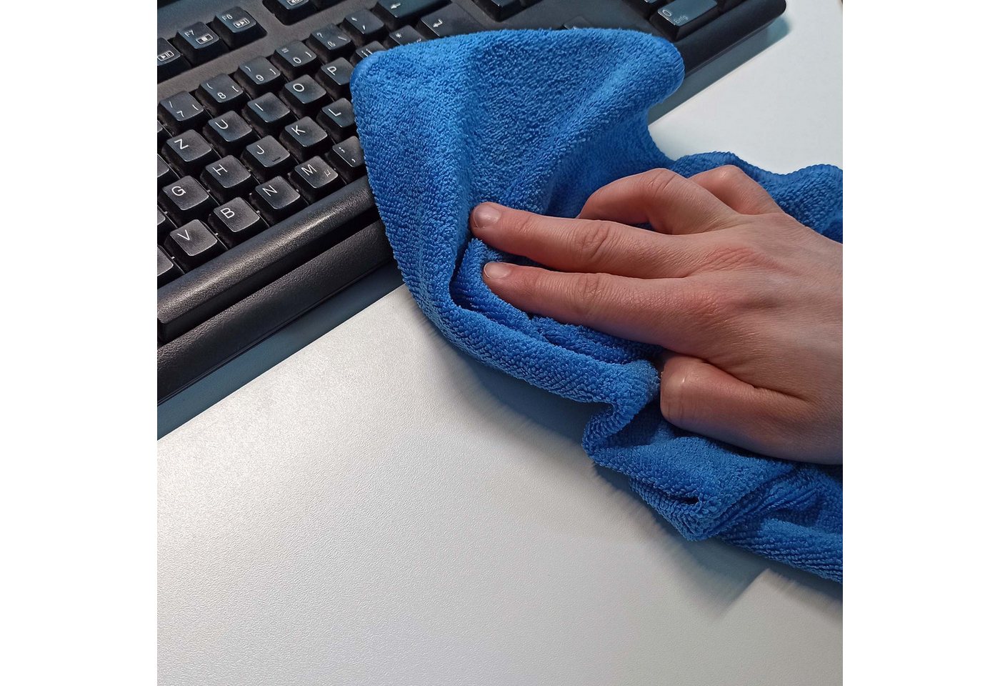 Thumbnail - Scorprotect® Scorprotect 10x Mikrofasertuch 40x40 cm 300 GSM Blau + Schlüsselband Mikrofasertuch