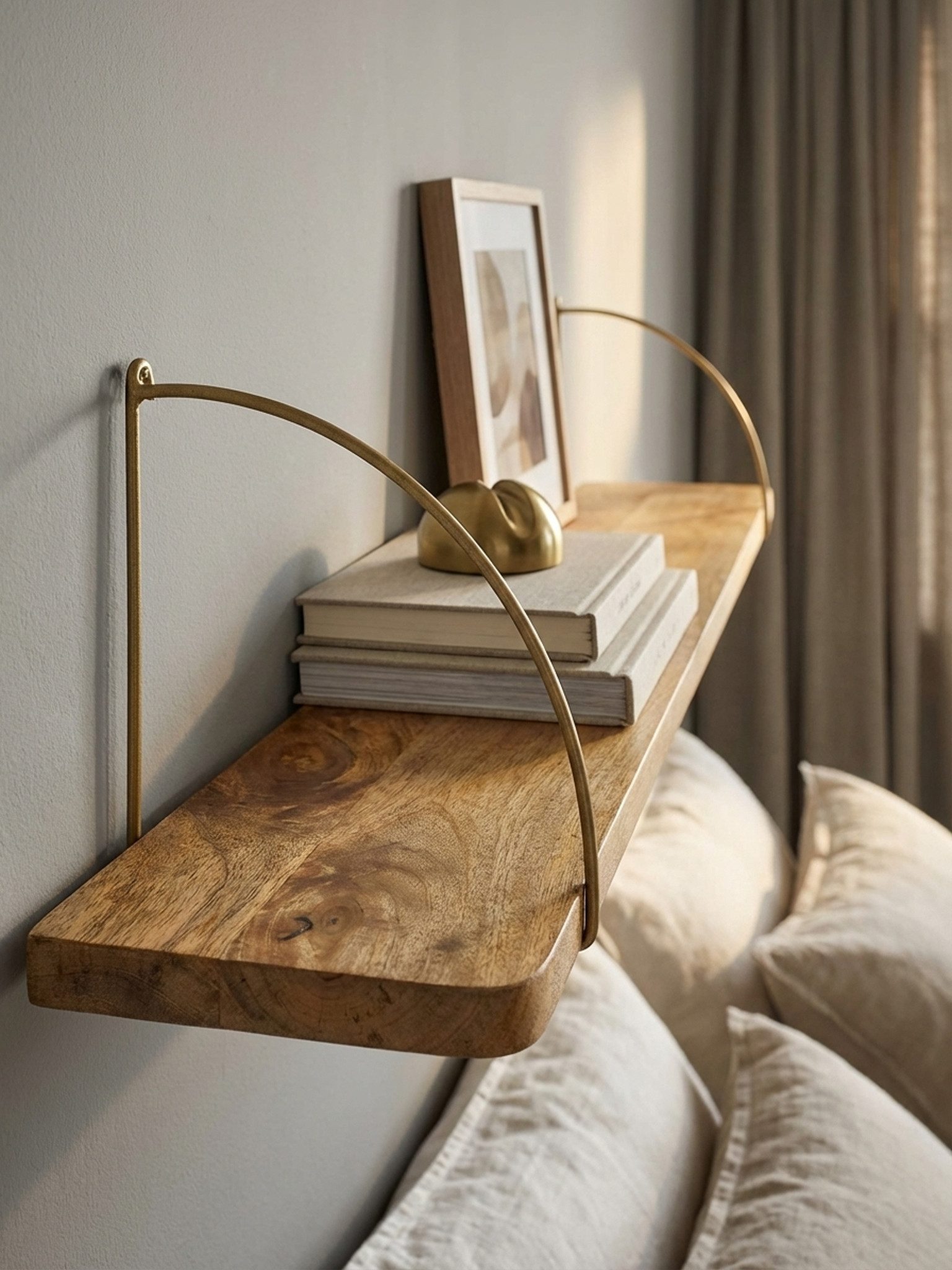 KADIMA DESIGN Wandregal Wandregal 100x25x22 cm Mango Massivholz / Metall Hängeregal, Bücherregal Wand, Industrial, Großes Design Schweberegal, Regal Hängend Wohnzimmer