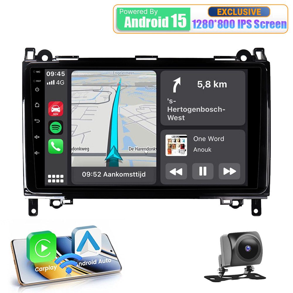 A-Sure Android 15 8-Core Für Mercedes-Benz A/B Klasse W169 W639 W245 GPS Navi Autoradio (RDS, Digitalradio (DAB), FM, AM, 1280*800 IPS Screen/8-Core CPU)