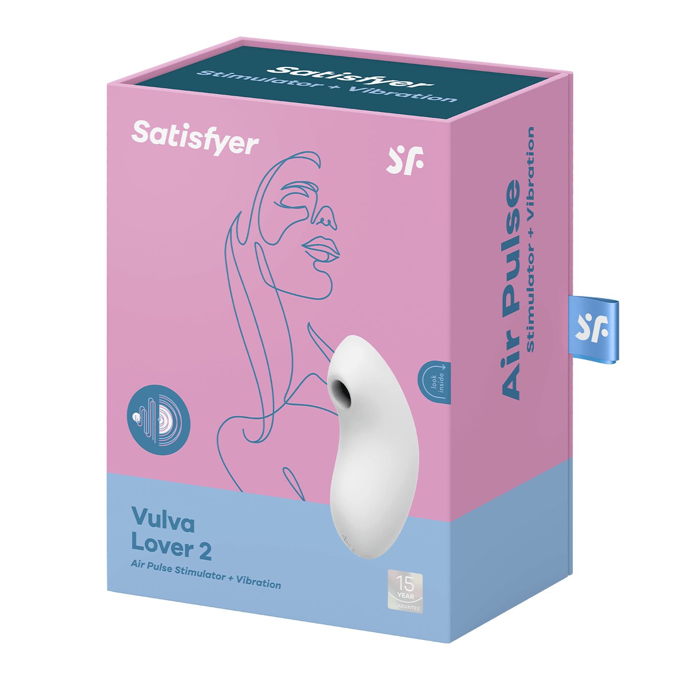 Vibrator, 2 "Vulva 1 Klitoris-Stimulator in Lover 2", Satisfyer 12cm, Satisfyer weiß Druckwellen-Vibrator, (1-tlg)