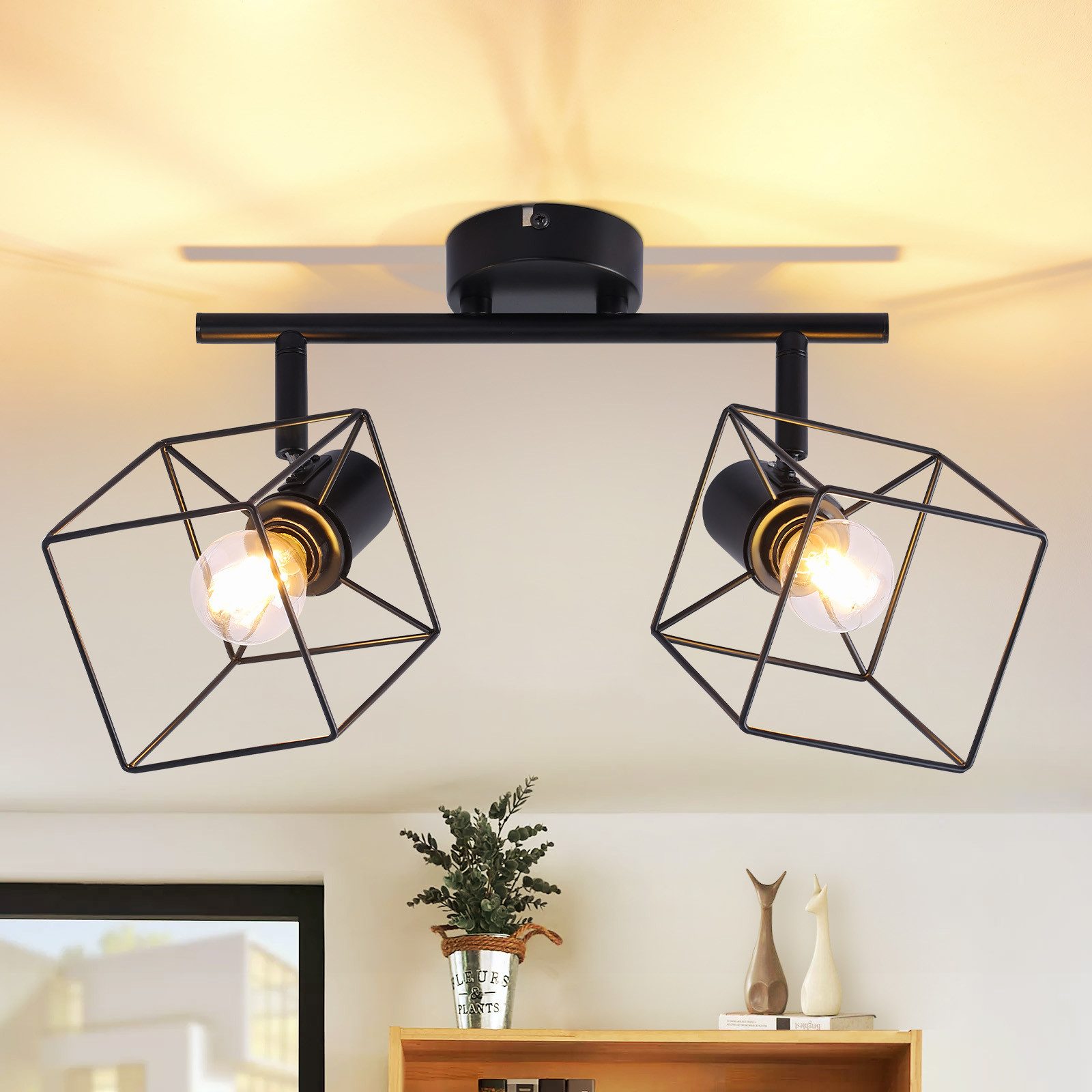 ZMH Deckenstrahler 2/3/4 Flammig 350° Schwenkbar Vintage Metall Deckenleuch günstig online kaufen