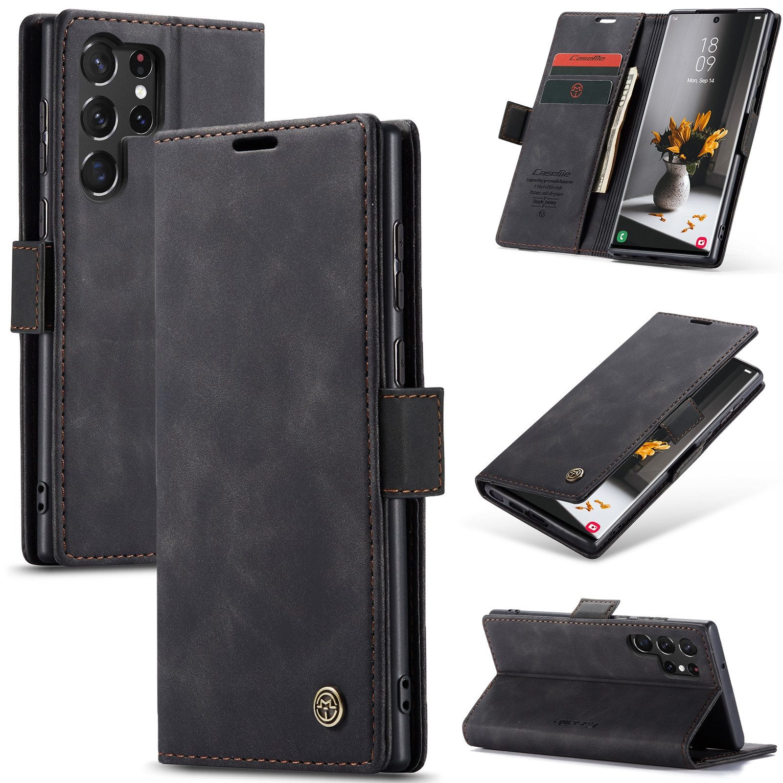 SmartUP Smartphone-Hülle für Samsung Galaxy S24 Ultra Klapphülle Fliphülle Tasche Case Cover 6,8 Zoll, Integrierte Standfunktion, zwei Kartenfächer