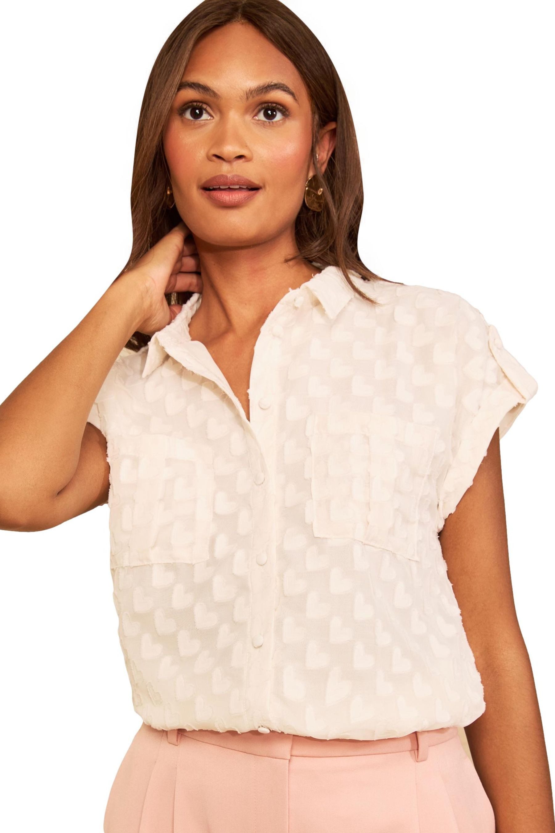 Love & Roses Hemdbluse Love & Roses Kurzärmeliges Hemd 3D-Herz, Regular (1-tlg)