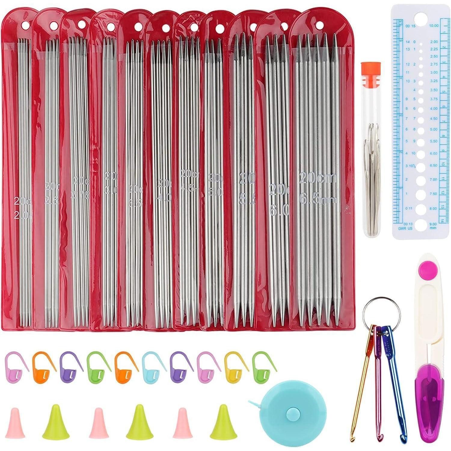 LuxusKollektion Stricknadeln Metall Stricknadel Set 2,0-6,5 mm Edelstahl Doppelspitzig Nadelspiel