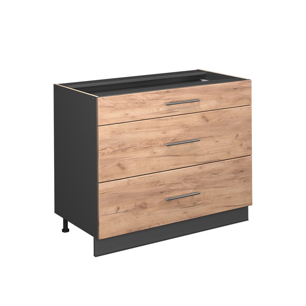 Vicco Unterschrank Fame-Line, Goldkraft Eiche/Anthrazit, 100 cm, AP Eiche (1-St)