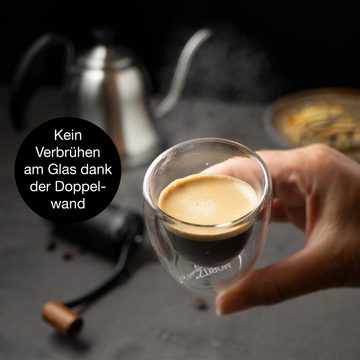 Moritz & Moritz Espressoglas Moritz & Moritz Barista Torino 6 x 60 ml Doppelwand-Thermo-Gläser, Borosilikatglas, für Espresso, Tee, Heiß-und Kaltgetränke