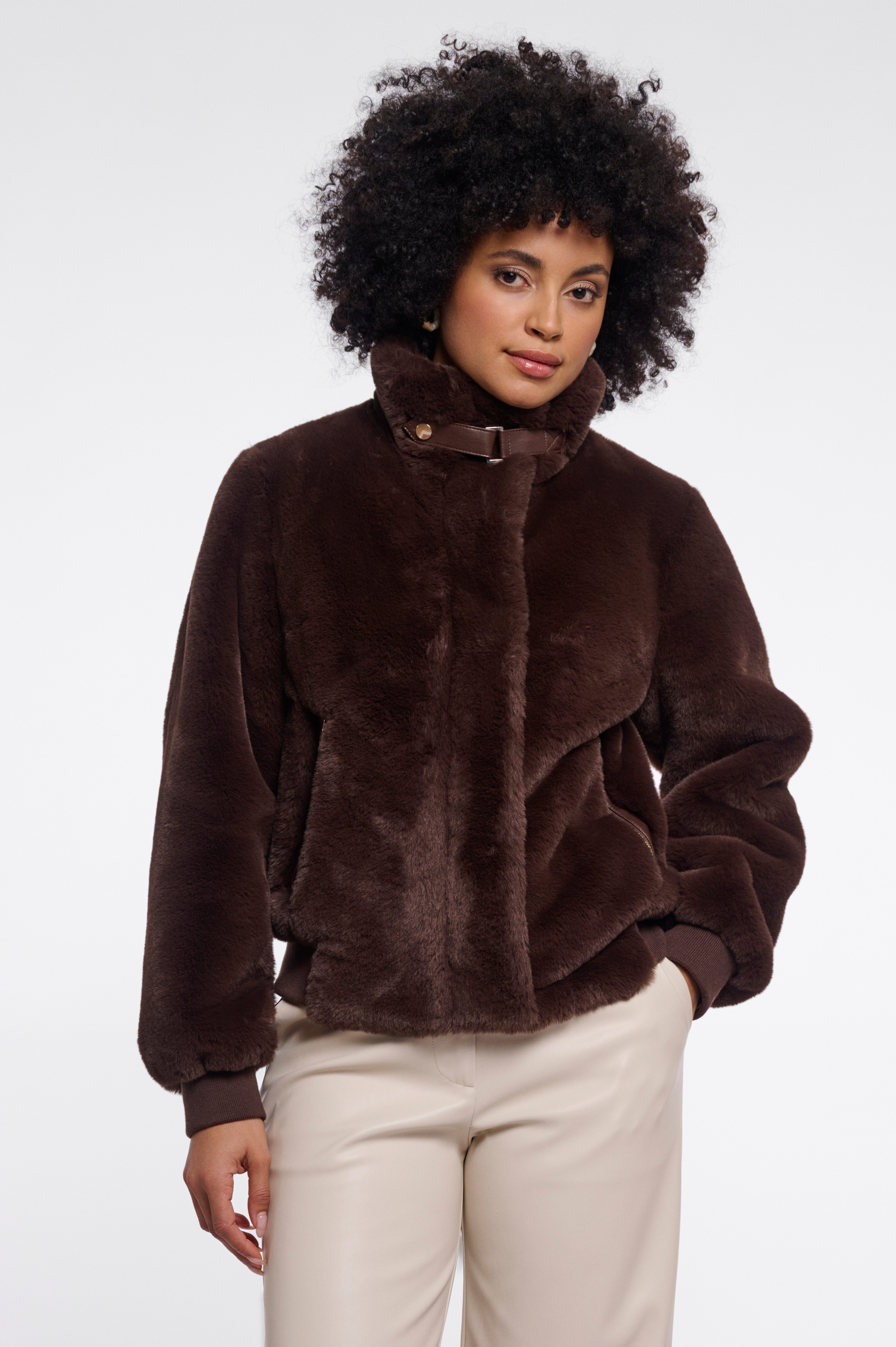 Rino & Pelle Fellimitatjacke AMBRA mit Riemen-Detail