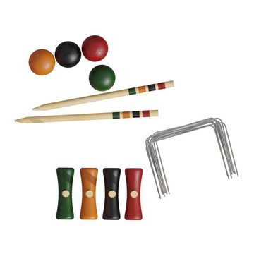 Carromco Spielzeug-Gartenset Krocket Spiel Basic-XM für 4 Spieler, (Set, 4-tlg., 4x Schläger, 4x Bälle), ganz aus Holz
