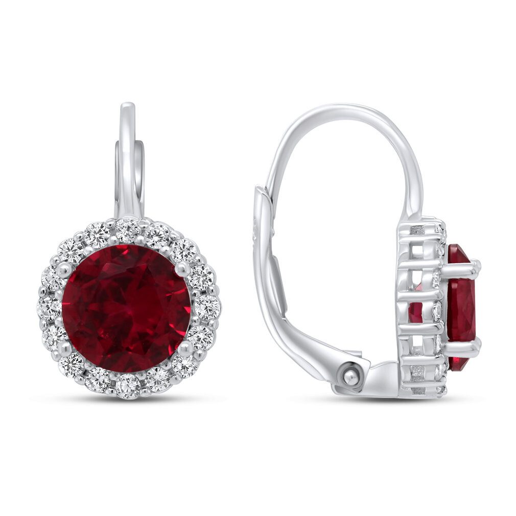 Brilio Silver Ohrring-Set Charmante Silberohrringe mit burgunderroten Zirkonen EA128W