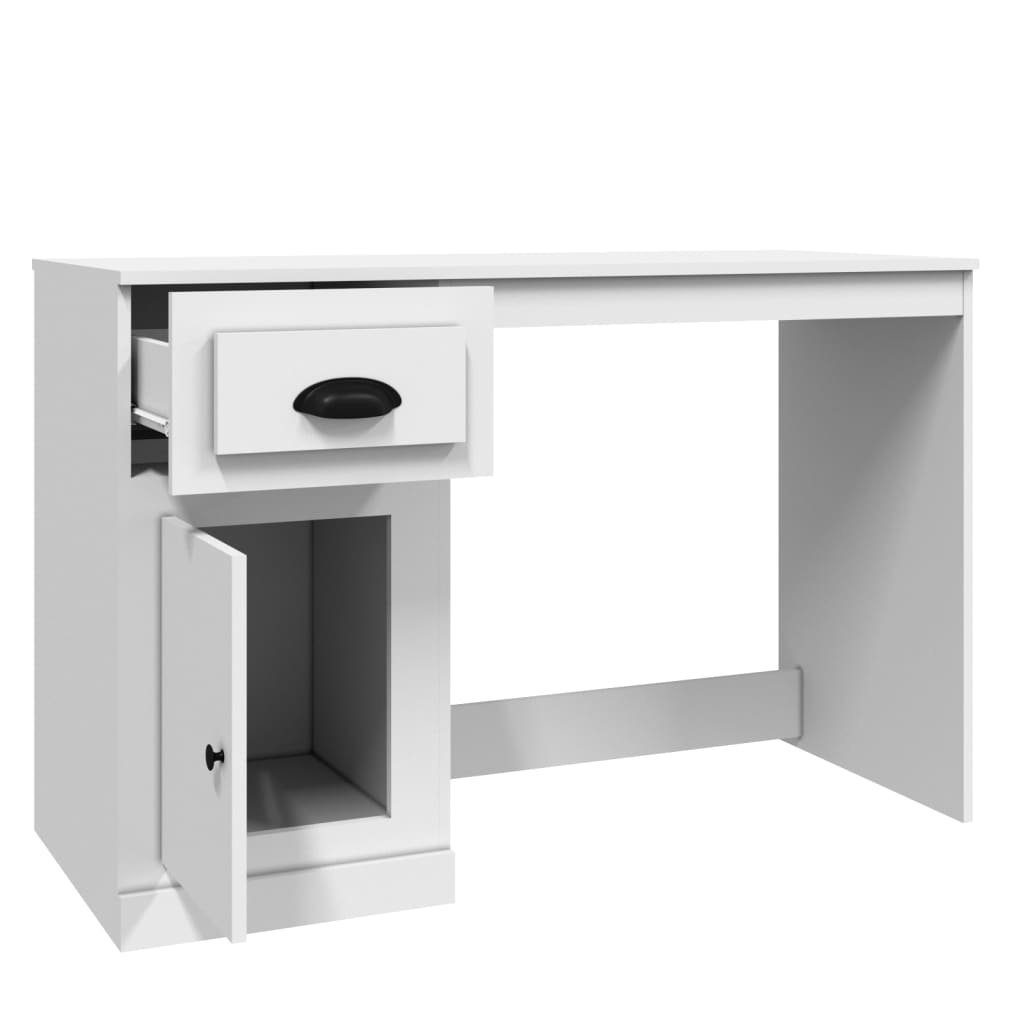 Hochglanz-Weiß mit Schublade furnicato Schreibtisch cm 115x50x75
