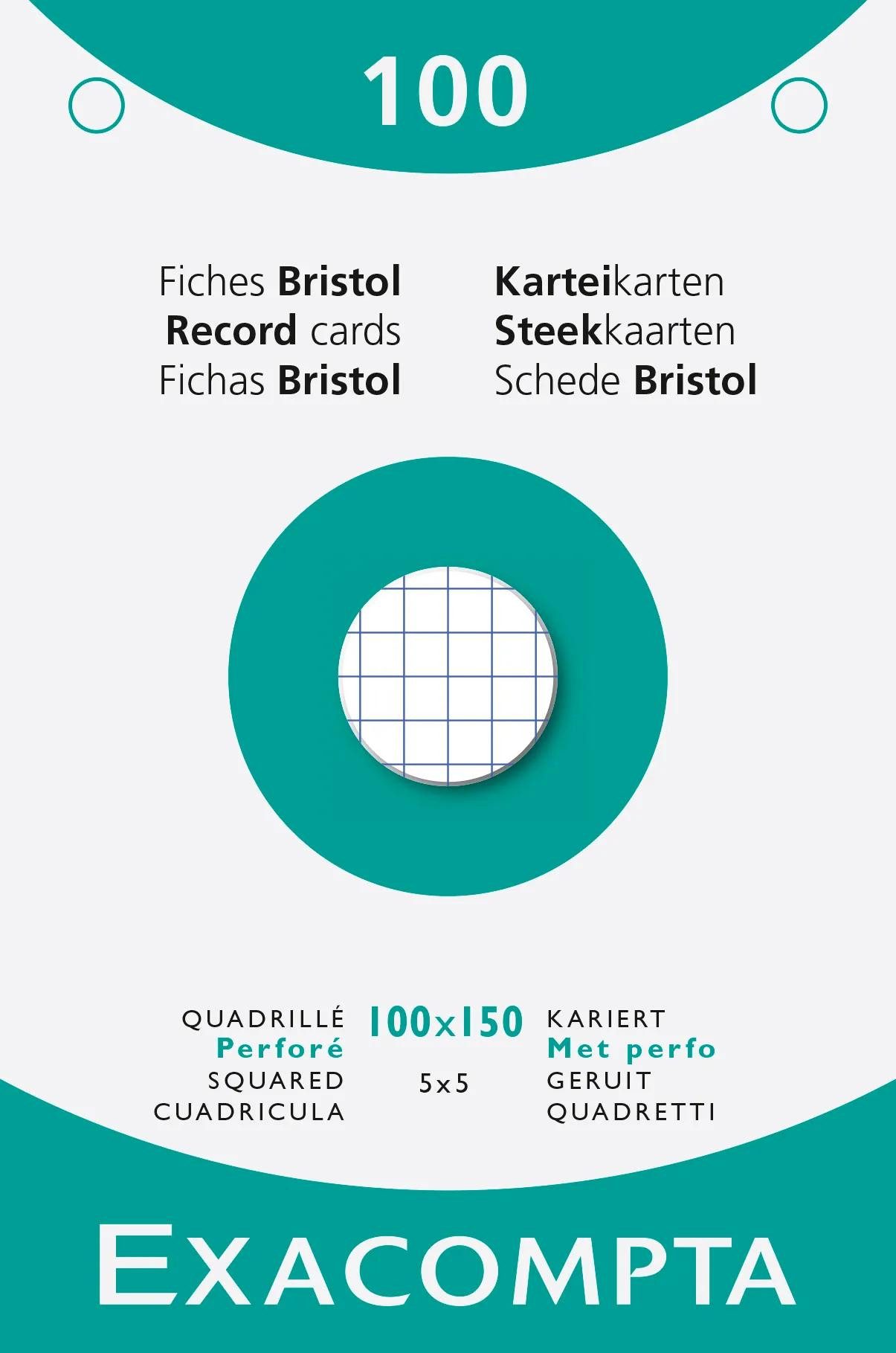 EXACOMPTA 10x 100er Karteikarten A6 gelocht Weiß 13602E, Karteikarten kariert gelocht