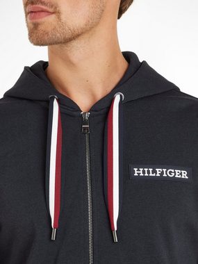 Tommy Hilfiger Kapuzensweatjacke GLOBAL STRIPE HOODED ZIP THRU mit Logo-Patch auf der Brust