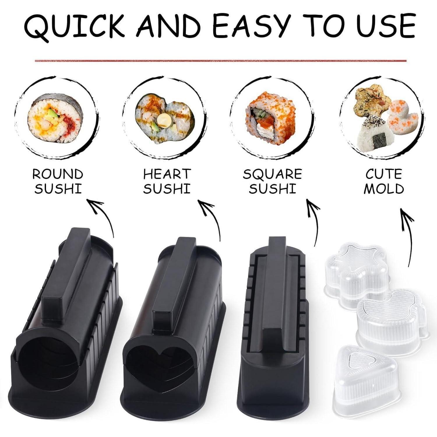 LuxusKollektion Sushiteller Sushi Maker Set 20 Teile Sushiteller Reis Roll Stäbchen Schwarz+teller