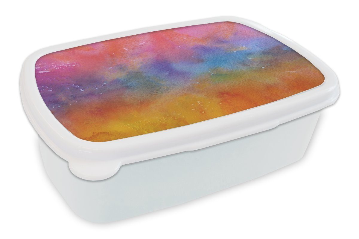 MuchoWow Lunchbox Aquarell - Rosa - Farbton - Lila, Kunststoff, (2-tlg), Brotbox für Kinder und Erwachsene, Brotdose, für Jungs und Mädchen weiß