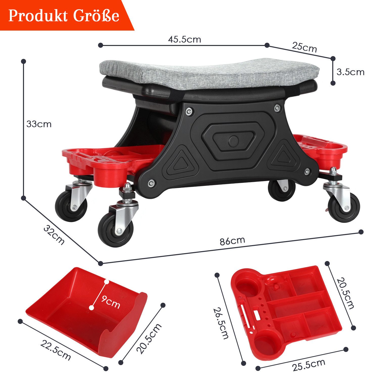 Clanmacy Werkstattwagen Rollhocker, 185 kg Belastbar Werkstatt Rollsitz Mon günstig online kaufen