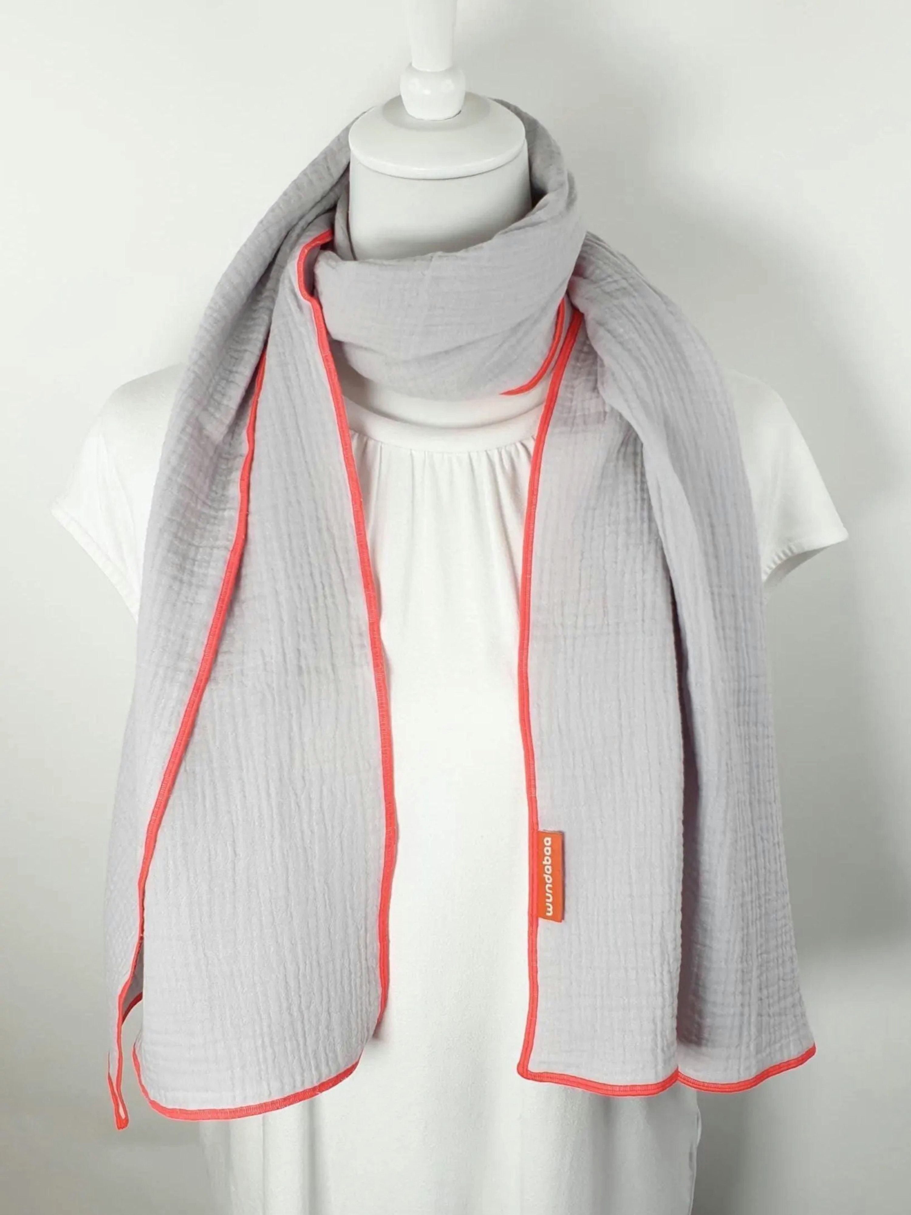 wundabaa Modeschal Leichter Musselinschal 170 x 44 mit Rand in Neonfarben