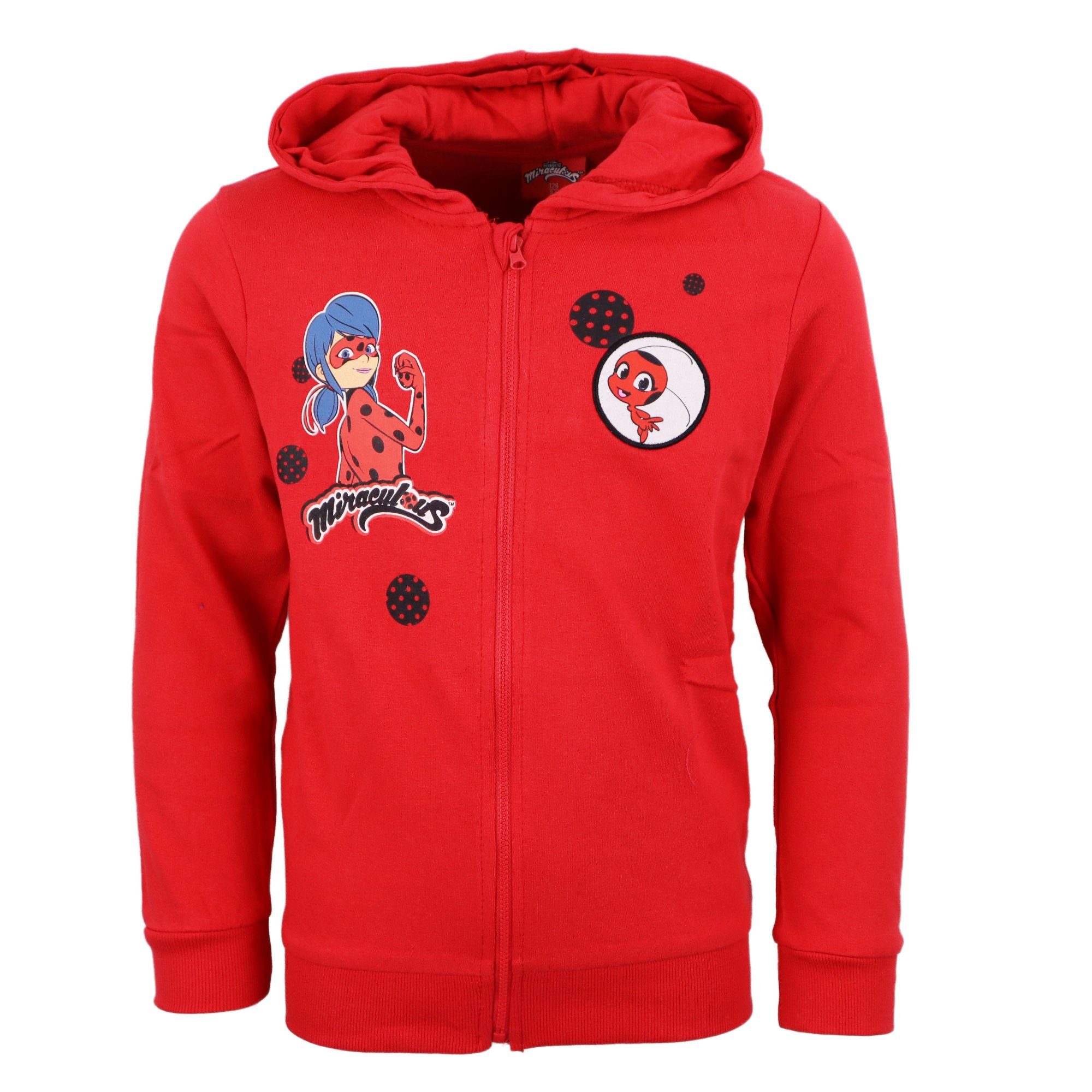 EplusM Hoodie Miraculous Ladybug und Tikki Kinder Mädchen Kapuzen Pullover Gr. 110 bis 140, Baumwolle