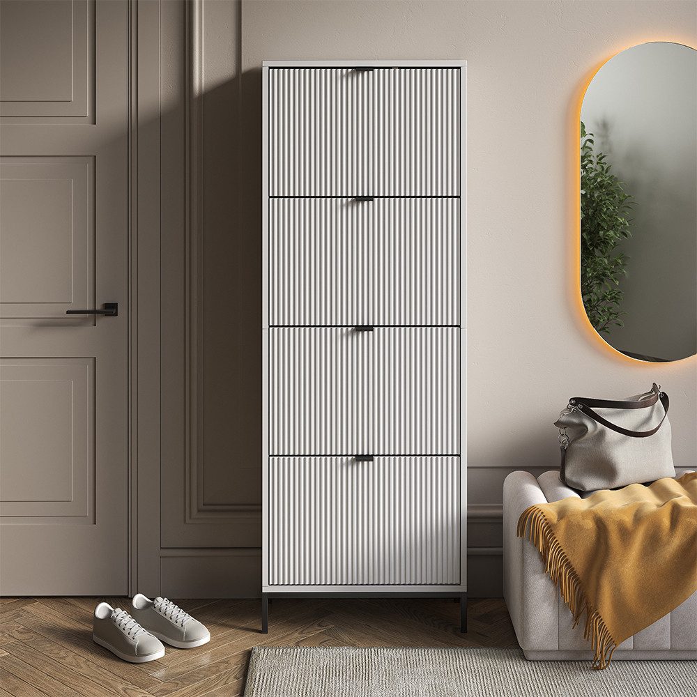 Vicco Schuhkipper Eliza, Weiß, 60 x 168 cm mit 4 Klappschubladen (1 St)