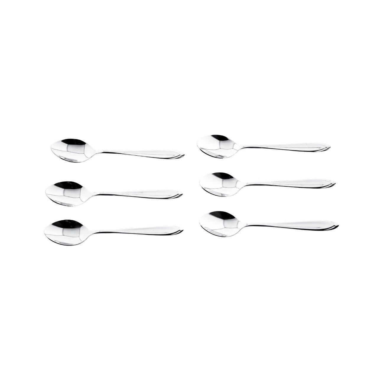 Almina Teelöffel 6 Tlg. Teelöffel-Set aus Chrom-Edelstahl 18/10 Silber mit Design (6 Stück)