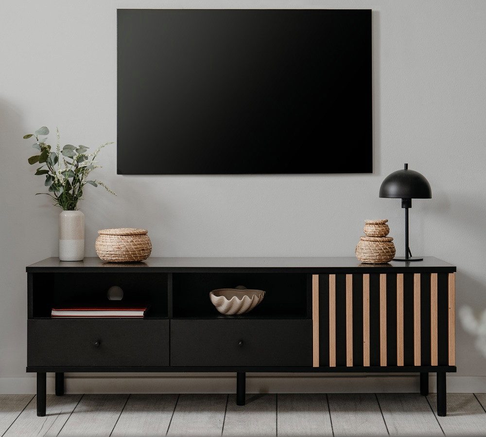 Finori Lowboard Lowboard TV-Board Monza, Artisan Oak / schwarz