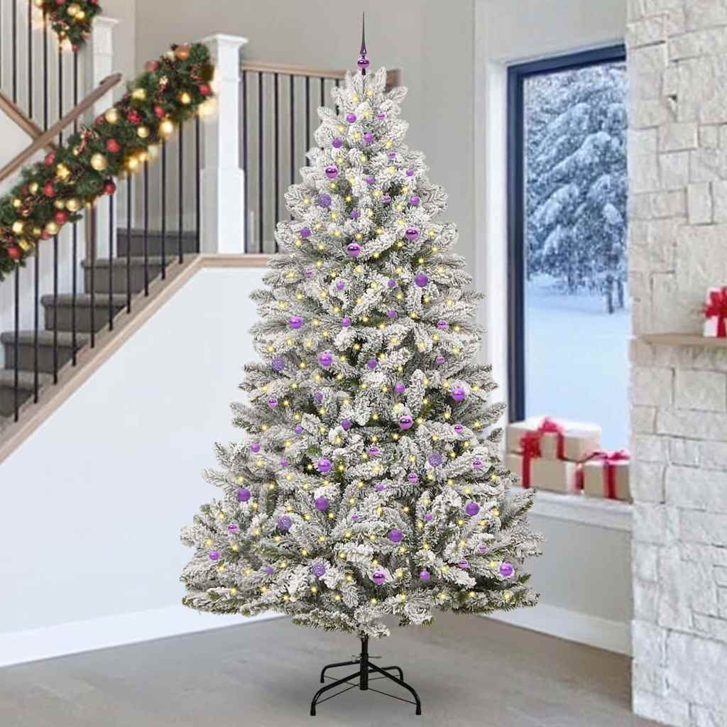 furnicato Künstlicher Weihnachtsbaum Grün und Weiß 270 cm PVC und Metall